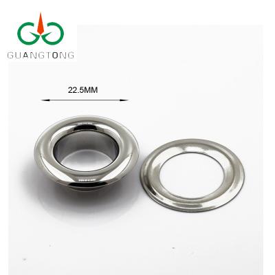 China Factory Price 22.5mm Round Edge Nickel Free Brass Eyelets Shiny Nickel Color for sale