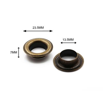 China Professional Nickel Free Grommets Manufacturer External 23.5 Mm Diameter Brass Grommet Antique Bronze Color Metal Supplies Grommets For Clothing for sale