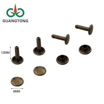 China Eco - Friendly High Quality Antique Brass Plating 10 Mm Cap Copper Brass Metal Single Side Rivets For Leather Handbag Strap for sale