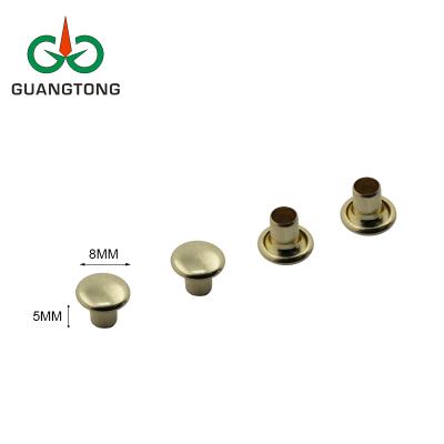 China Eco-friendly Hollow Nickel Metal Gold Plating 8mm Free Round Head Copper Semi Tubular Rivets For Furniture Backrest Clip for sale