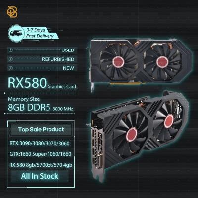 China Super install amd rx 5700 xt xt rx 5700 gpu gaming video grafica workstation GTX super rx 580 8gb used graphics card for sale