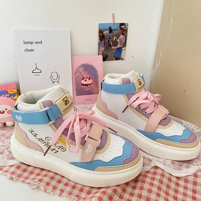 China Fashion Trend Cute Color Matching Women's Shoes Candy Color Sports Shoes Women's Casual Shoes Walking Style for sale