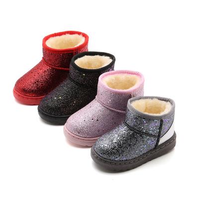 China Cushioning Warm Indoor Outdoor Comfortable Cute Bling Glitter Ankle Kids Boots Classic Sequin Children's Winter Style Boot for sale