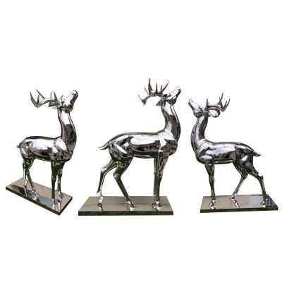 China Sales Office Outdoor Decoration Stainless Steel Metal Sculpture Deer Section Garden Geometric Aluminum Landscape Creative Deer for sale