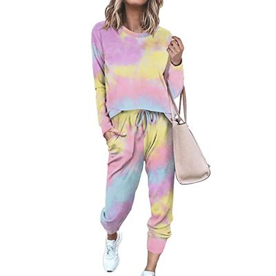 China Wholesale Viable Tie Dye Clothing Plus Size Two Piece Pants Set Casual Loose Long Sleeve Tracksuits For Women MY069 for sale