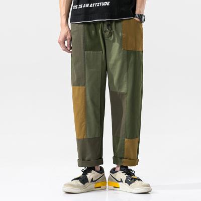 China KX279 Viable 2021 spring and autumn new style custom ins wearing patch beggar pants color matching men's straight casual pants for sale