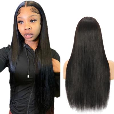 China Wholesale Natural Black Straight Hair 13x4 Lace Front Color Wig,Original Brazilian Straight Hair Wigs With Baby Hair for sale