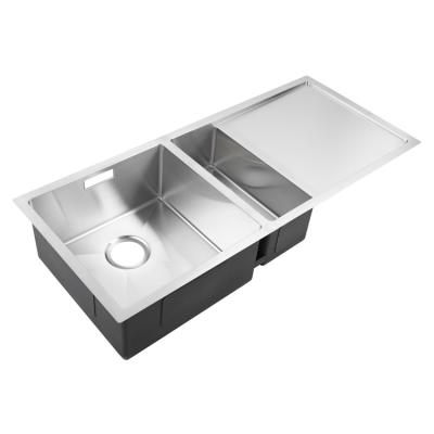 China Without Faucet HM1045 Stainless Steel Kitchen Sink Handmade Double Bowl With Drainer for sale