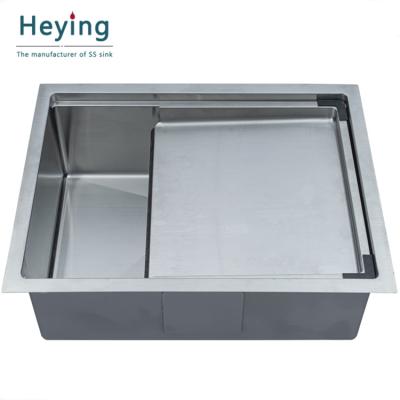 China Without faucet SC550 stainless steel handmade undermount kitchen sink with drain board SUS 304 for sale