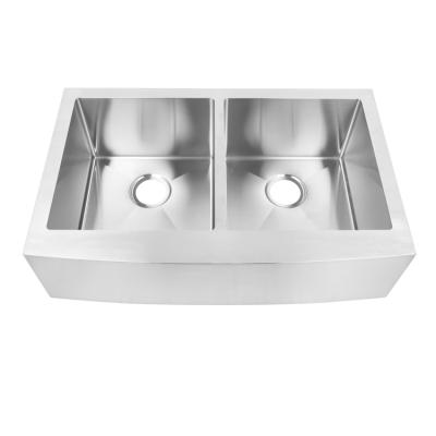 China Without Faucet AP3320D-R10 Double Bowls Apron Kitchen Sink, Farmhouse Sink, Handmade Stainless Steel Sink for sale