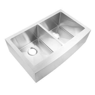 China Without Faucet AP3320D-R10 Apron Stainless Steel Handmade Farmhouse Kitchen Sink for sale