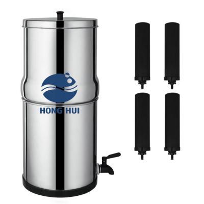 China Outdoor HONG HUI Stainless Steel Water Purifier Gravity-Fed Water Filtration System Gravity Water Filter for Home and Outdoor Use for sale