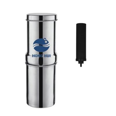 China Car HONG HUI Small Size Portable Handheld Bottle Stainless Steel Water Filter System Gravity Water Filter for sale