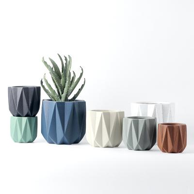 China Hot Selling Planter Decorative Flower Pot Cement Flower Pot Modern Nordic Style Office Plant Artificial Bonsai for sale