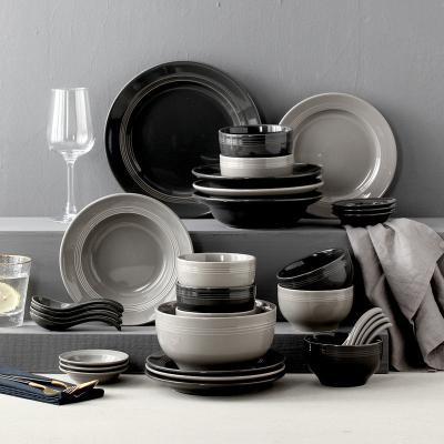 China Marble Design Gray Dinnerware Sets Wedding Plates Nordic Luxury Ceramic Tableware Style Viable Dishes Set Tableware for sale