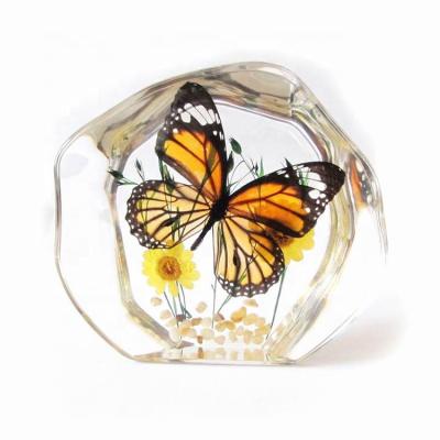 China Festival Decoration Polyresin Transparent Decoration Butterfly True Wrapped In Acrylic New Design Wedding Gifts for sale