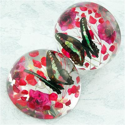 China New Festival Decoration Gifts 100mm Butterfly Pretty Modern Hemisphere Decoration Inside Poly Resin Home Decor for sale