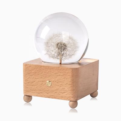 China New Fashion Natural Radio Blue Tooth Crystal Ball With Real Flowers Speaker for sale