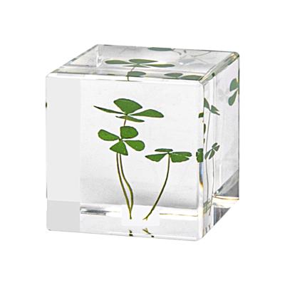 China New Fashion Natural Cube Shaped Crystal Home Decor Lucky Clover Wall Decorative for sale