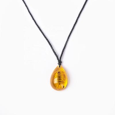 China Natural Amber Resin Necklace Adjusted Cord Small Size Pendant for sale