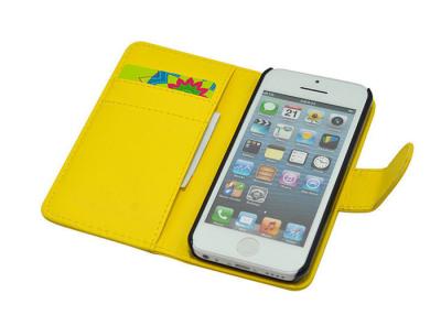 China Yellow Leather Apple iPhone Protective Cases Shockproof Cell Phone Wallet Case for sale