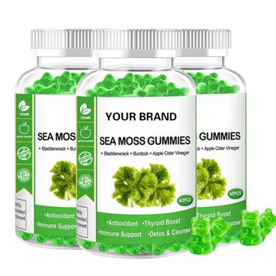 China Private label adult vegan organic sea moss gummies for immune system seamoss and bladderwrack gummies for sale