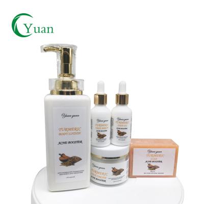 China Private Label Acne Booster Luxury Turmeric Face Blast Brightening Skin Whitening Set For Caramel Color for sale