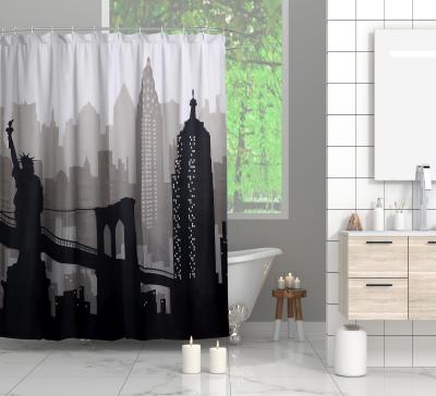 China Sustainable Wholesale Waterproof Polyester Bathroom Shower Curtain 3D Printed Bath Curtain for sale