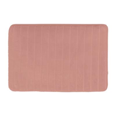 China Bathroom Mat Solid Non Slip Memory Foam Bath Mat Embossed Stripe Design Soft Soft Absorbent Cover for sale