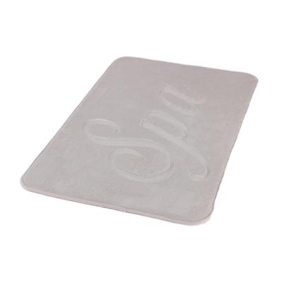 China Viable Cheap Embossed Bath Mat With Design For Hotel Memory Foam Bath Mat Non Slip Set Coral Fleece for sale