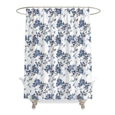 China Sustainable Special Decorative Luxury Bathroom Hookless Design Polyester Shower Curtain for sale