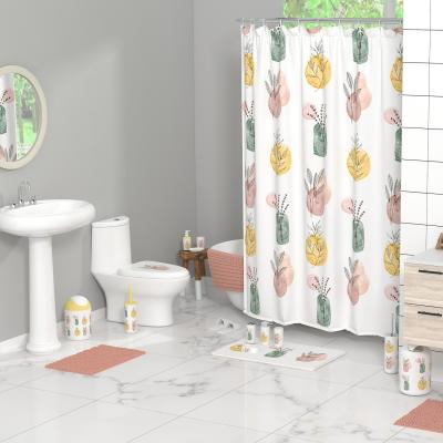 China Sustainable Wholesale Shower Curtain Bathroom Custom Printing Polyester Sheet Shower Curtain for sale