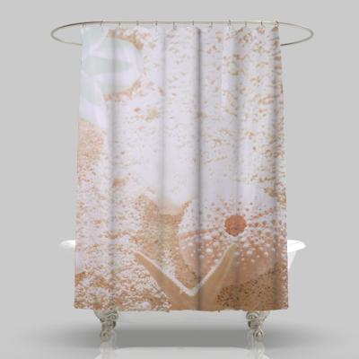 China New Design Sandy Beach Panel Polyester Shower Curtain High Quality Durable Waterproof Bathroom Shower Curtain for sale