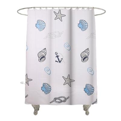 China Sustainable Wholesale Waterproof PEVA Bathroom Shower Curtain Set Whale Ocean Style Printed Bath Curtain for sale