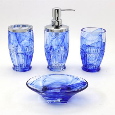 China Sustainable Washroom Accessories Bathroom Accessory Set Glass Bathroom Accessories Set 4 Pieces for sale