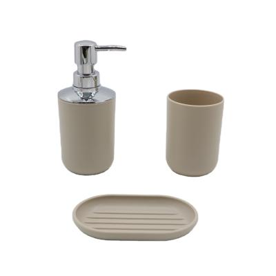 China Simple Design Viable Home Decoration Popular Cheap Price PP Plastic Bathroom Set 3 Pieces Bathroom Accessory Set for sale