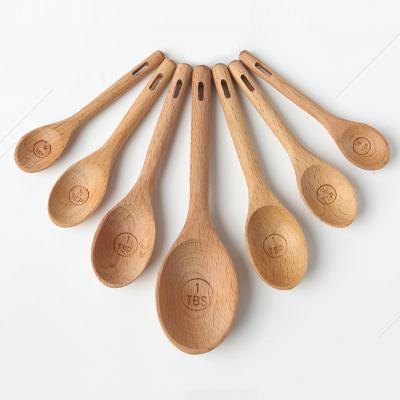 China Wholesale Available Eco Friendly Disposable Sample Wooden Doser Set Of Beech Wood Tea Doser 1teaspoon 4 for sale