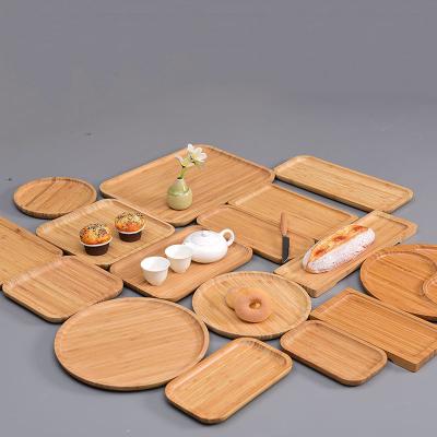 China Simple home coffee table &serving tray 100% natural bamboo tray Serving style restaurant hotel bathroom bamboo Vanity Tray For Storage for sale