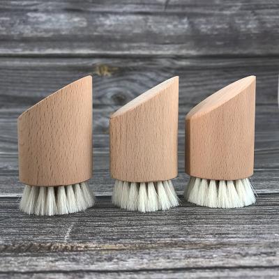 China All Logo Natural Custom Small Goat Bristle Facial Brush Newborn Baby Infant Soft Beech Goat Wooden Hair Brush for sale