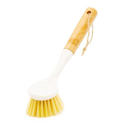 China Sustainable Kitchen Bathroom Feeds Stabilized Sisal Cleaning Brush With Bamboo Handle for sale