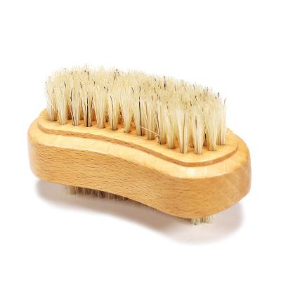 China NAIL Private Label 2 Headed Boar Hair Remover Natural Wood Rub Moon Shaped Beech Wood Nai Brush for sale