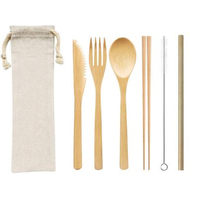 China 2022 Disposable Best Selling Bamboo Cutlery Set OEM Private Label Eco Friendly Bamboo Cutlery Set for sale