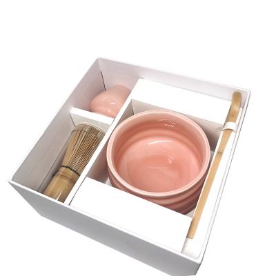 China Viable Popular Matcha Set Gift Box Pink Kits Matcha Set Japanese Ceremony Kits Bamboo Tea Matcha Beater Set for sale