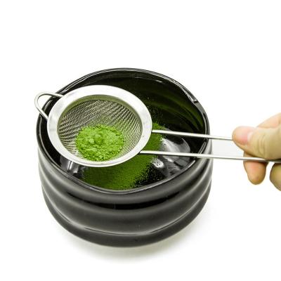 China Reusable LOGO Stainless Steel Tea Strainer Food Grade Matcha Viable Cutting Safe Surfine Sieve for sale