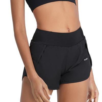 China Custom Anti-Wrinkle Summer Gym Sports Shorts High Waist Yoga Pants Mask Shorts Women's Workout Shorts for sale