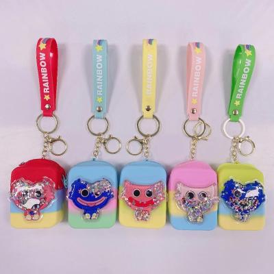 China Hot Selling Cute Playtime Viable Amazon Quicksand Cartoon Bag Stir Coin Purse Toy Silicone Pop Bubble Bag Key Chain for sale