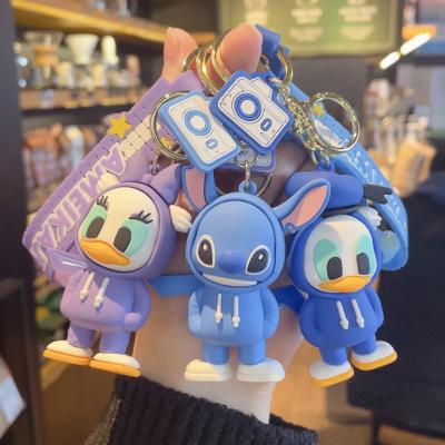 China Custom fashion 3D cartoon car hanging car stats Donald duck hoodie key chain 3D anime doll backbag promotion llaveros for sale