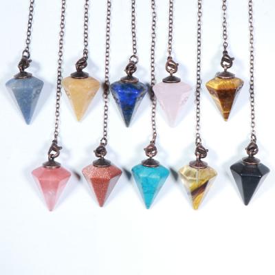 China Quartz Dowsing Natural Hexagonal Crystal Pendulum For Sale America Factory Price Reiki Healing Stone Pendulums lapis lazuli for sale