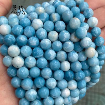 China Making Jewelry Necklace Bracelet Earring High Quality Natural Smooth Blue Larimar Quartz Beads Round Gemstone Loose Beads For Jewelry Making for sale