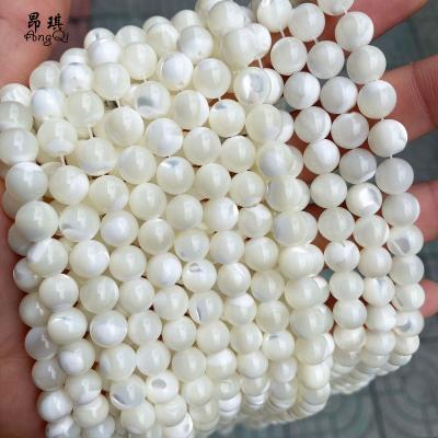 China Making Jewelry Necklace Bracelet Earring Natural White Sea Shell Beads Round Loose Bulk Trochus Pearl Beads For Jewelry Making for sale